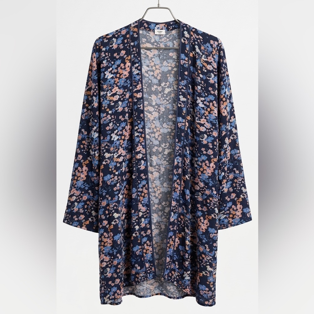 Sunday Best Lightweight Navy Floral Open-Front Kimono Jacket